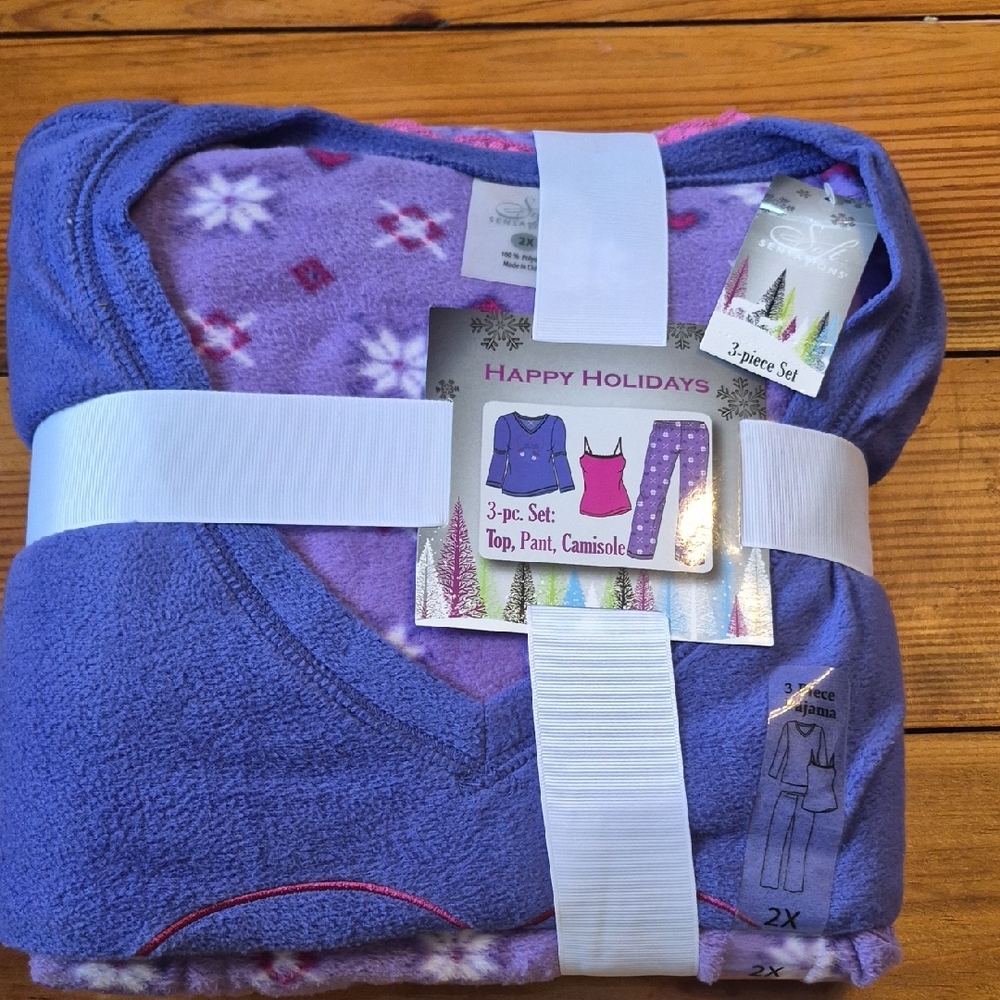 Womens Purple Holiday Fleece Pajama Set 2x